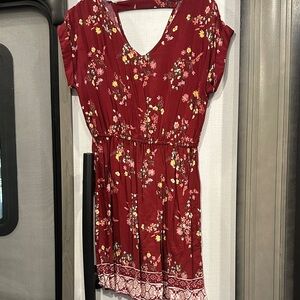 Floral Red Dress